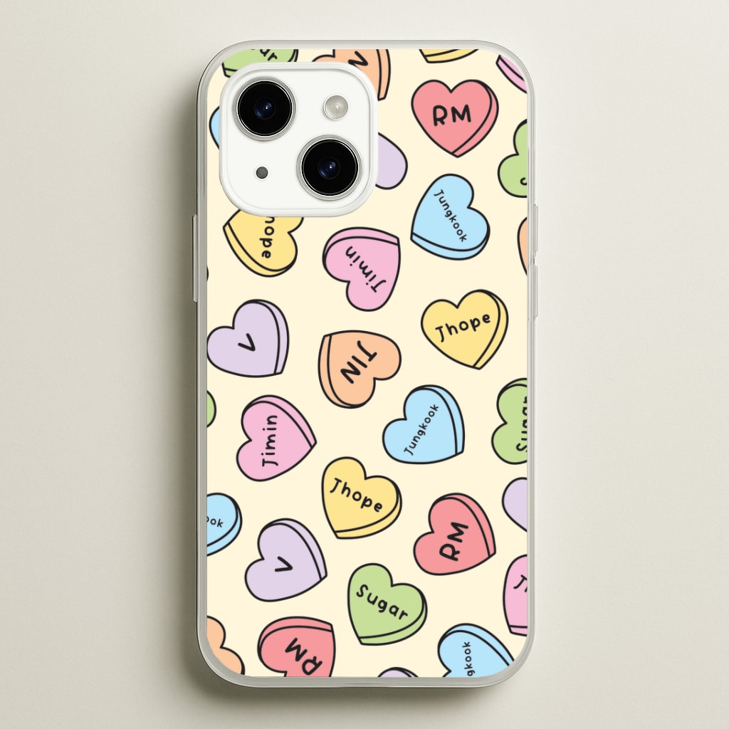 K-Pop Band Members Love Hearts Pattern iPhone 15 Case
