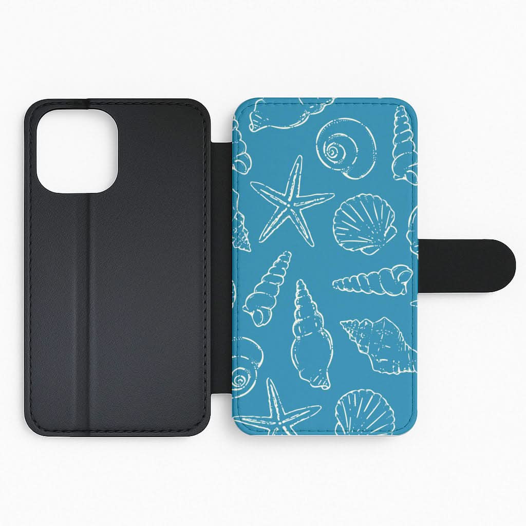 Sketched Shells Pattern Flip Phone Case