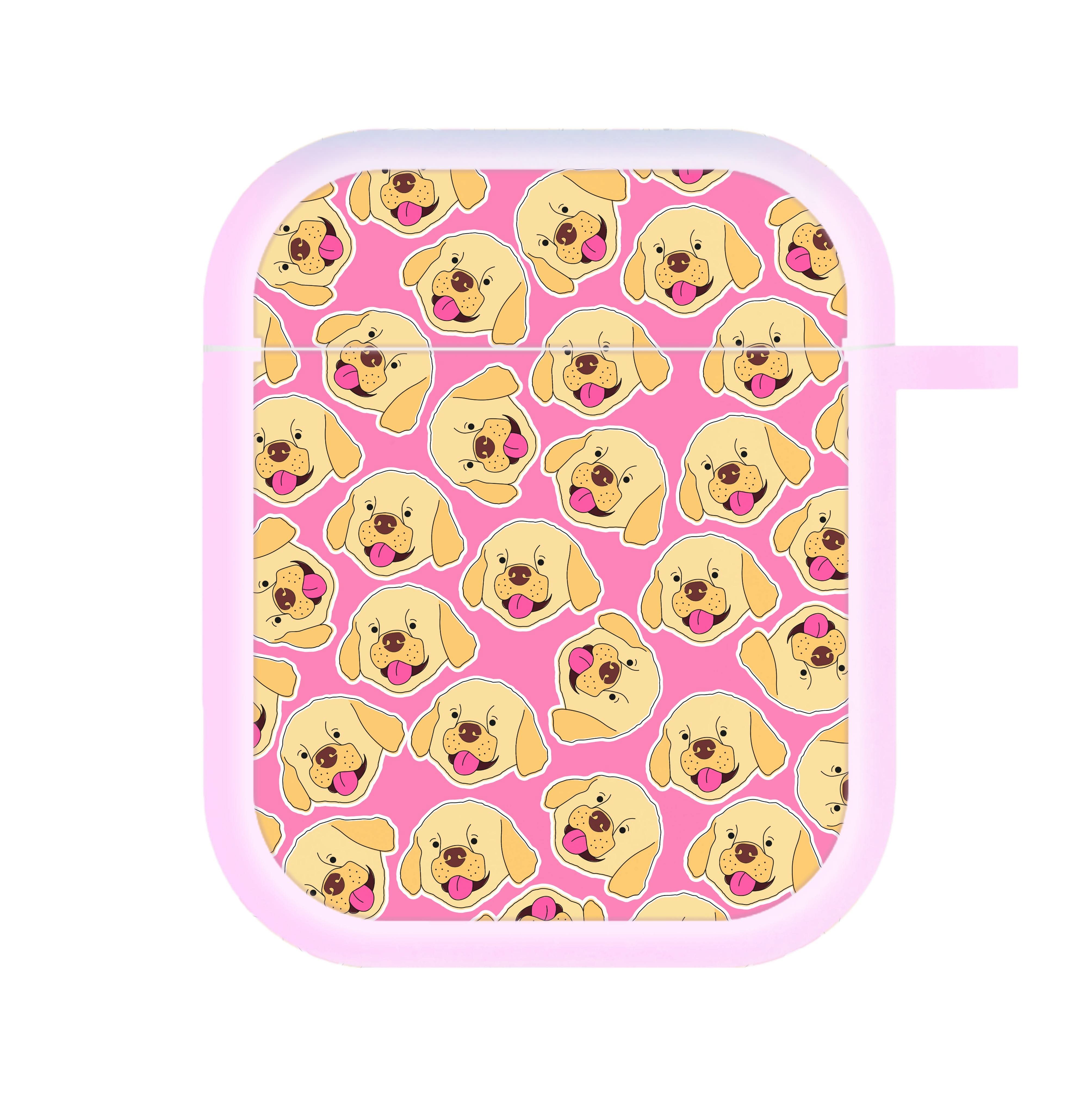 Pink Golden Retriever Sticker Pattern AirPods Case