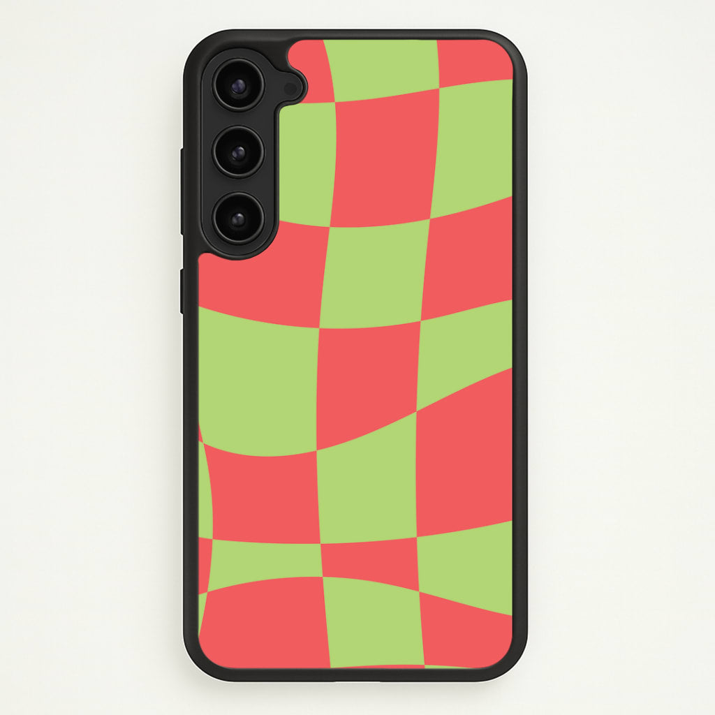 Abstract Red And Green Christmas Pattern Galaxy S23 Plus Case