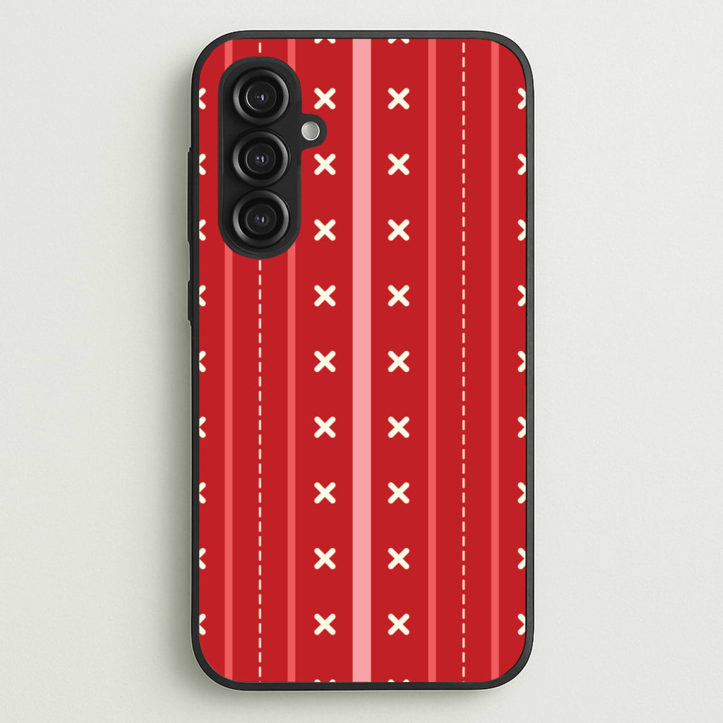 Stripes And Stitches Red Christmas Pattern Galaxy S23FE Case