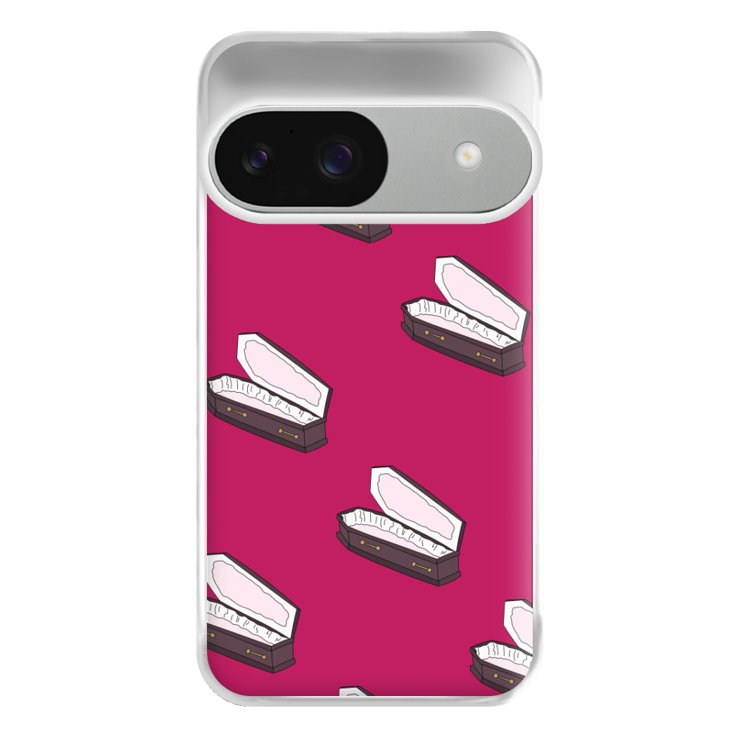 Bright Pink Coffin Pattern Google Pixel 9 / 9 Pro Case