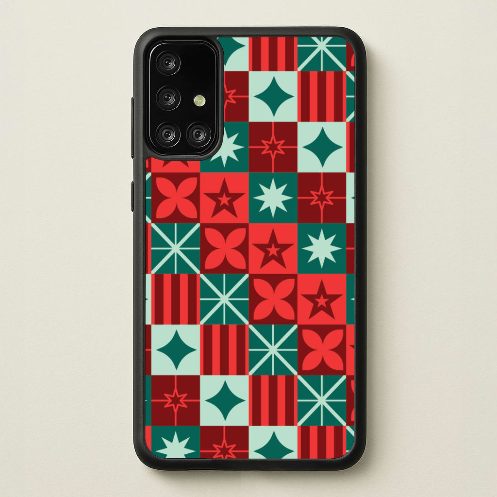 Geometric Square Christmas Pattern Galaxy A71 Case