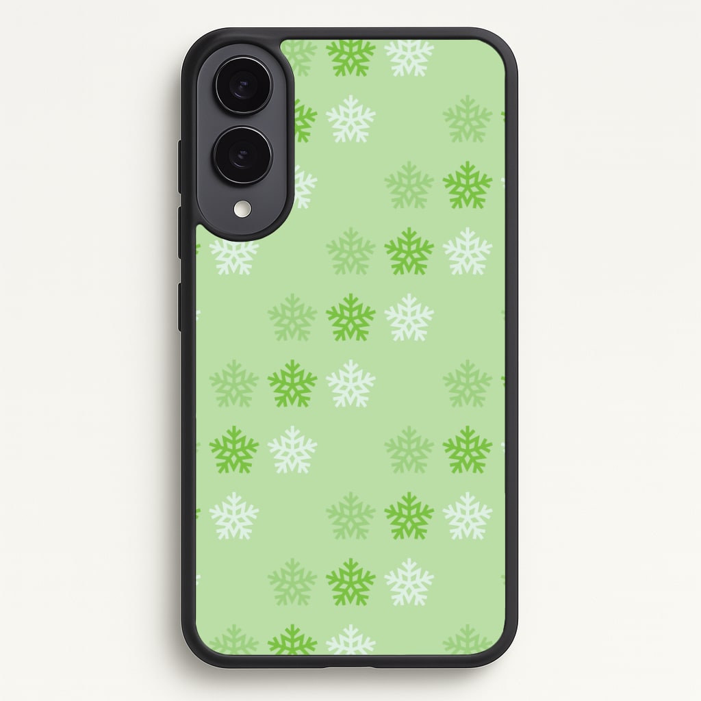 Green Slowflakes Christmas Pattern Galaxy S25 Edge Case