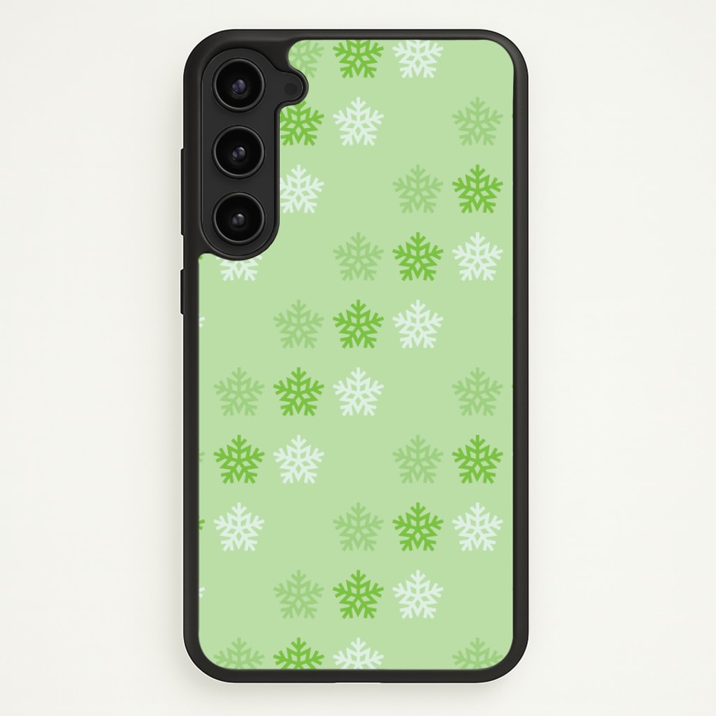 Green Slowflakes Christmas Pattern Galaxy S23 Case
