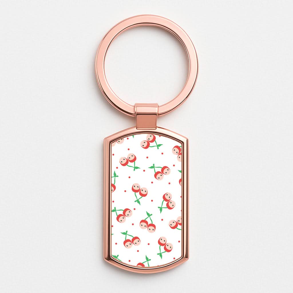 Cherry Angels Pattern Rose Gold Keyring