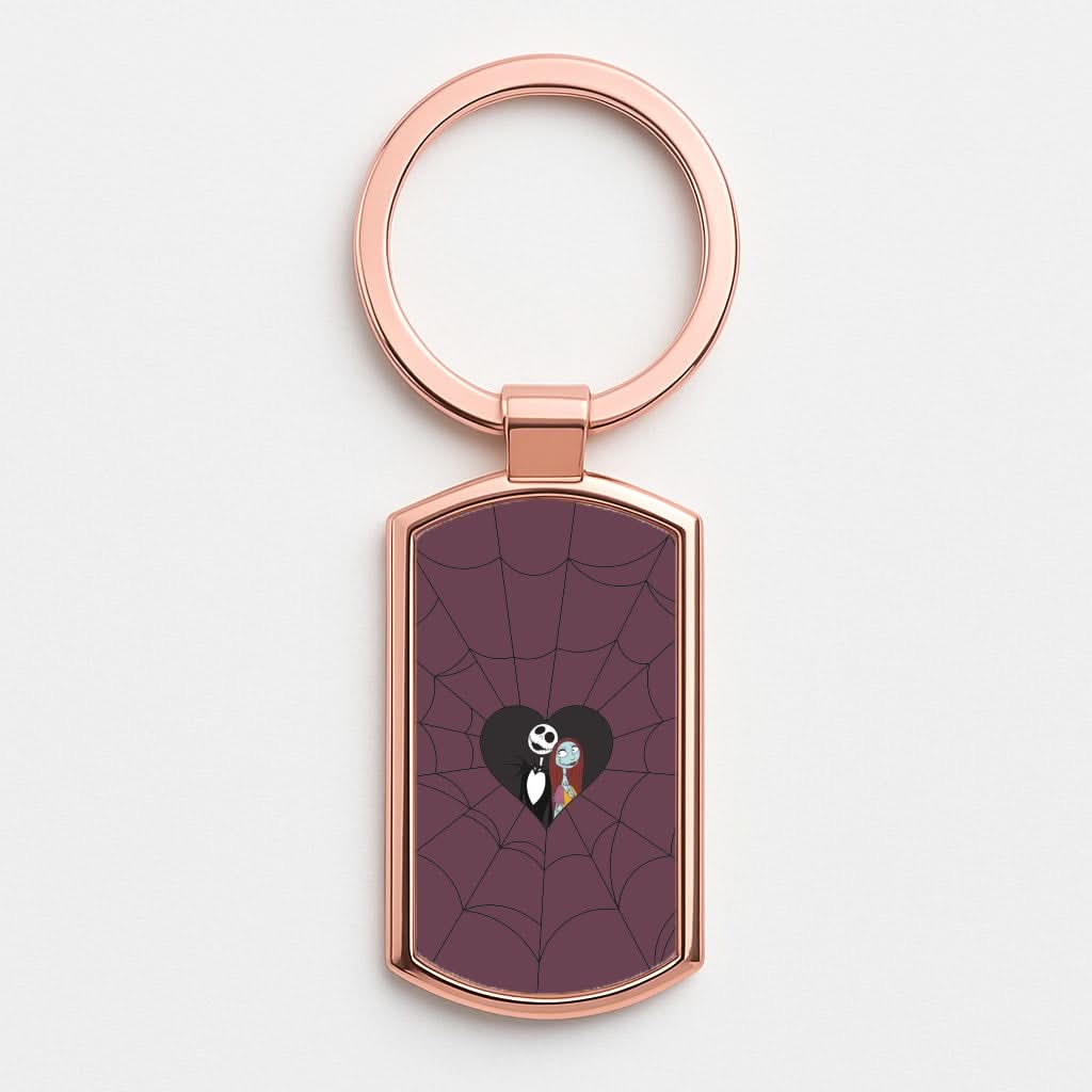 J And S Cobweb Heart Rose Gold Keyring