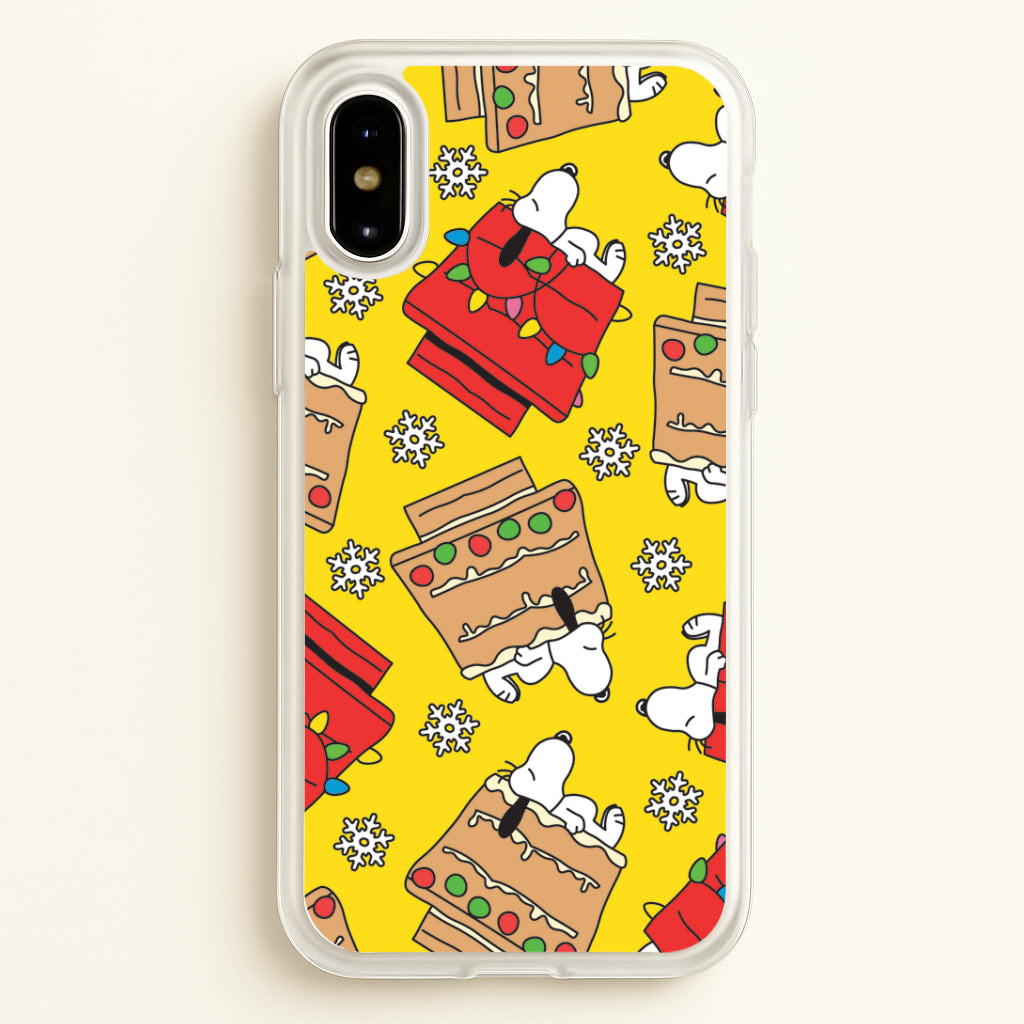 Cartoon Beagle Fairylights And Gingerbead Pattern iPhone X / XS Case