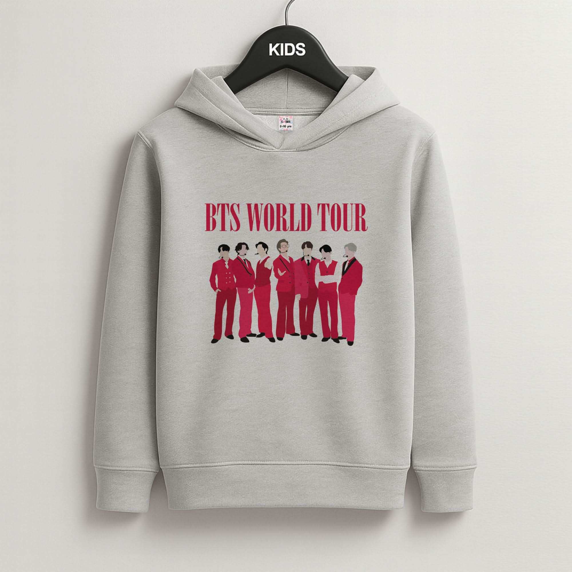 K-Pop Band World Tour 2026 Grey Kids Hoodie