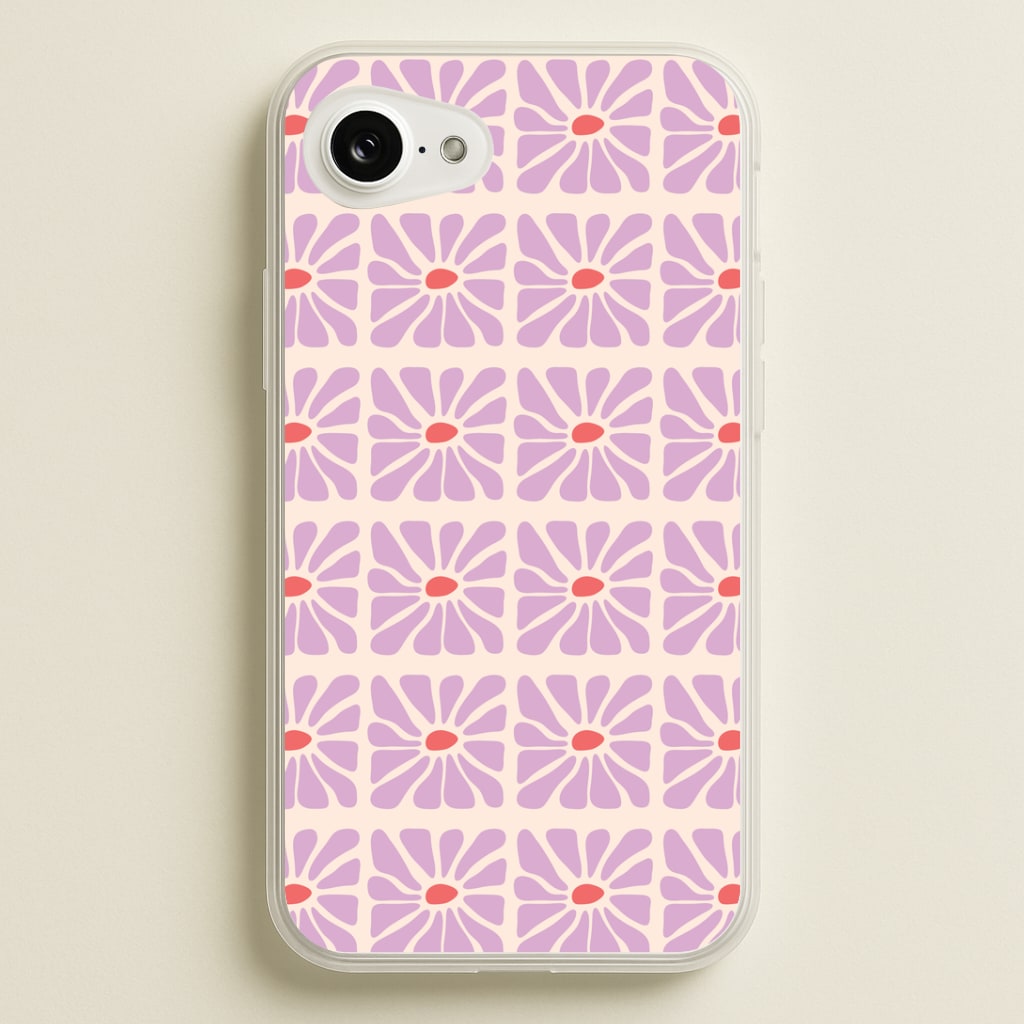 Square Abstract Flowers Mauve iPhone 16e Case