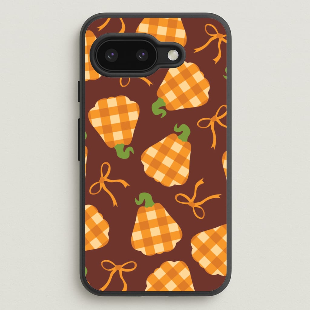 Tartan Pumpkins And Bows Pattern Google Pixel 9a Case