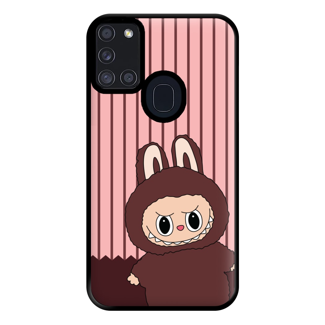 Stripey Cute Brown Monster Galaxy A21s Case