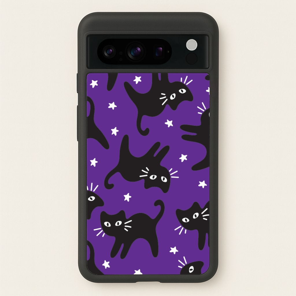 Cartoon Black Cats And Stars Pattern Google Pixel 8 Pro Case