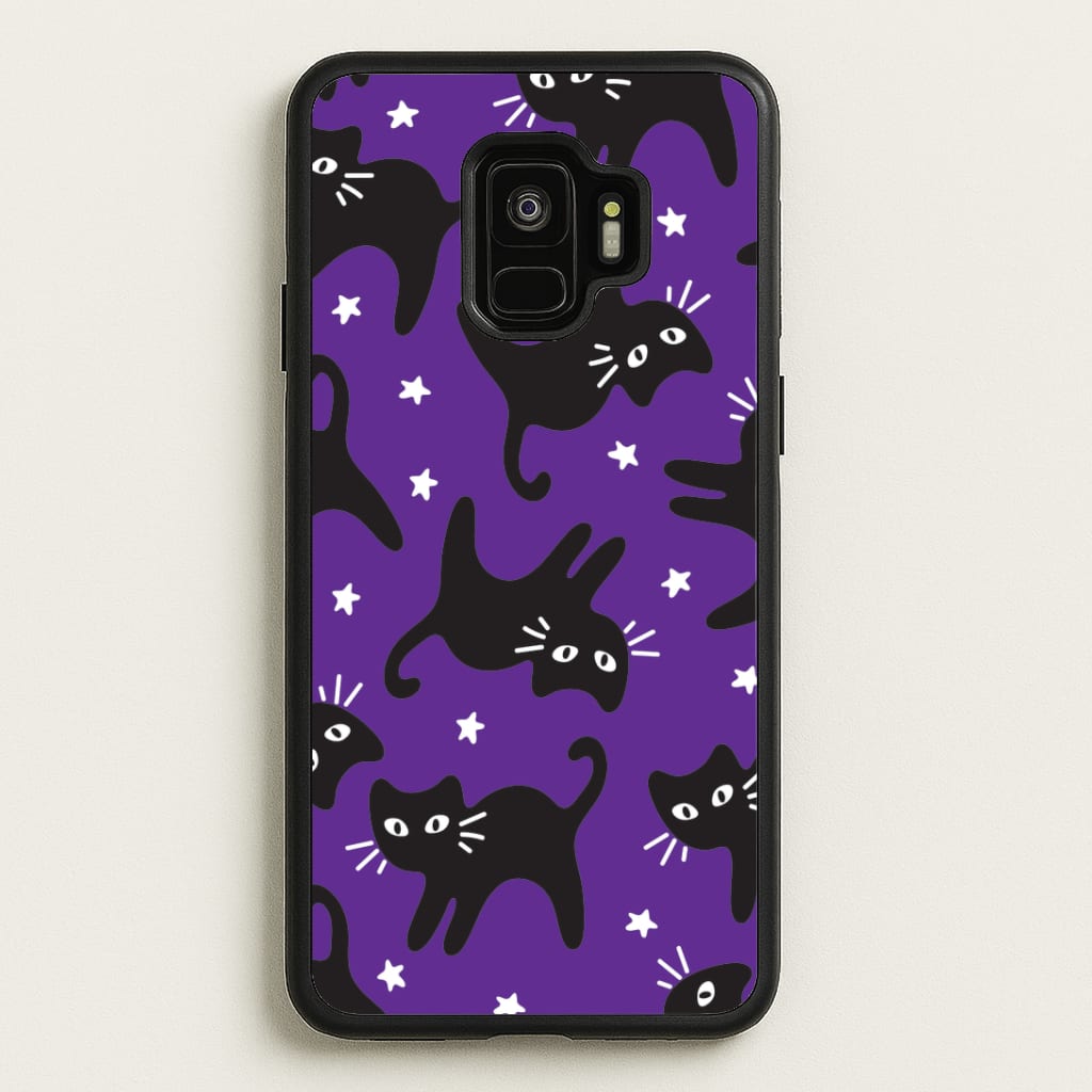 Cartoon Black Cats And Stars Pattern Galaxy S9 Case