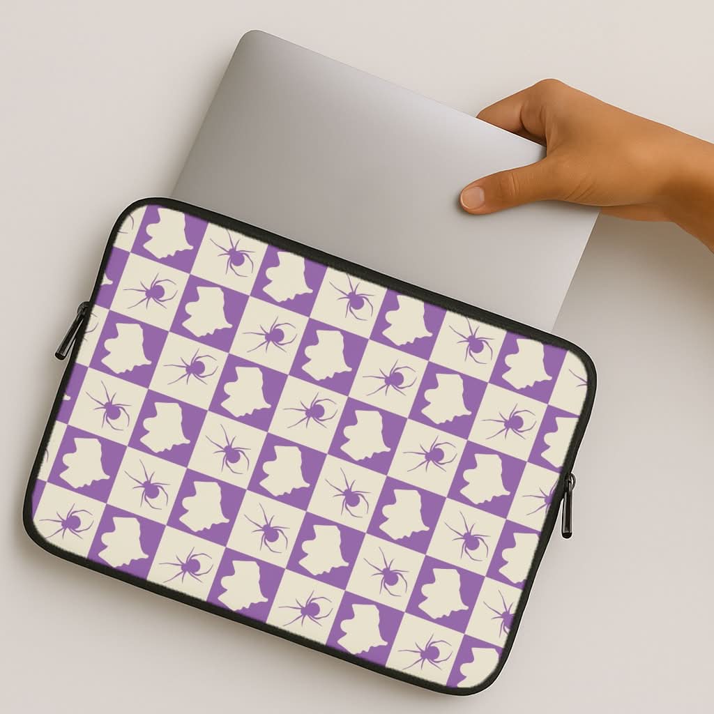 Spiders And Ghosts Checkered Pattern I MacBook Cover