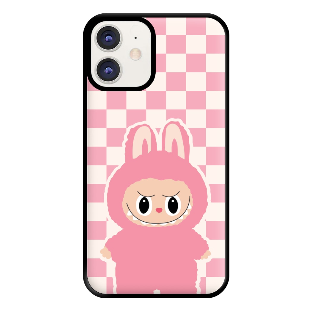 Checkered Cute Pink Monster iPhone 11 Case