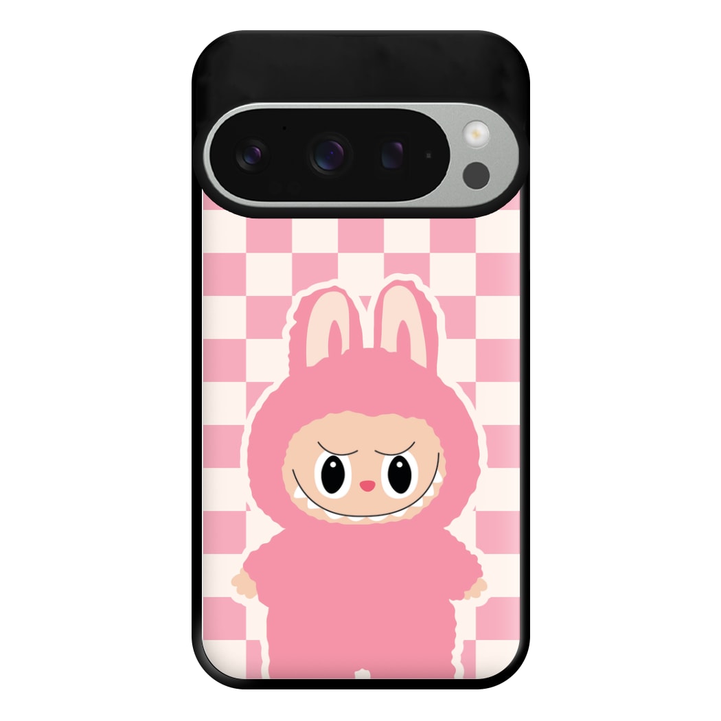 Checkered Cute Pink Monster Google Pixel 9 Pro XL Case