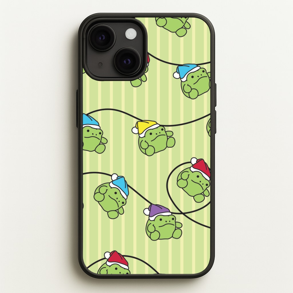 Christmas Frog Plush Fairylights Pattern iPhone 13 Case