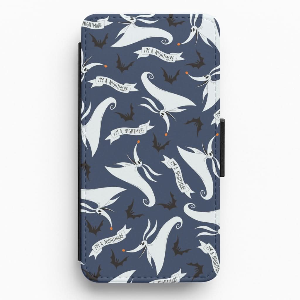 Skeleton Dog And Bats Pattern Flip / Wallet Phone Case