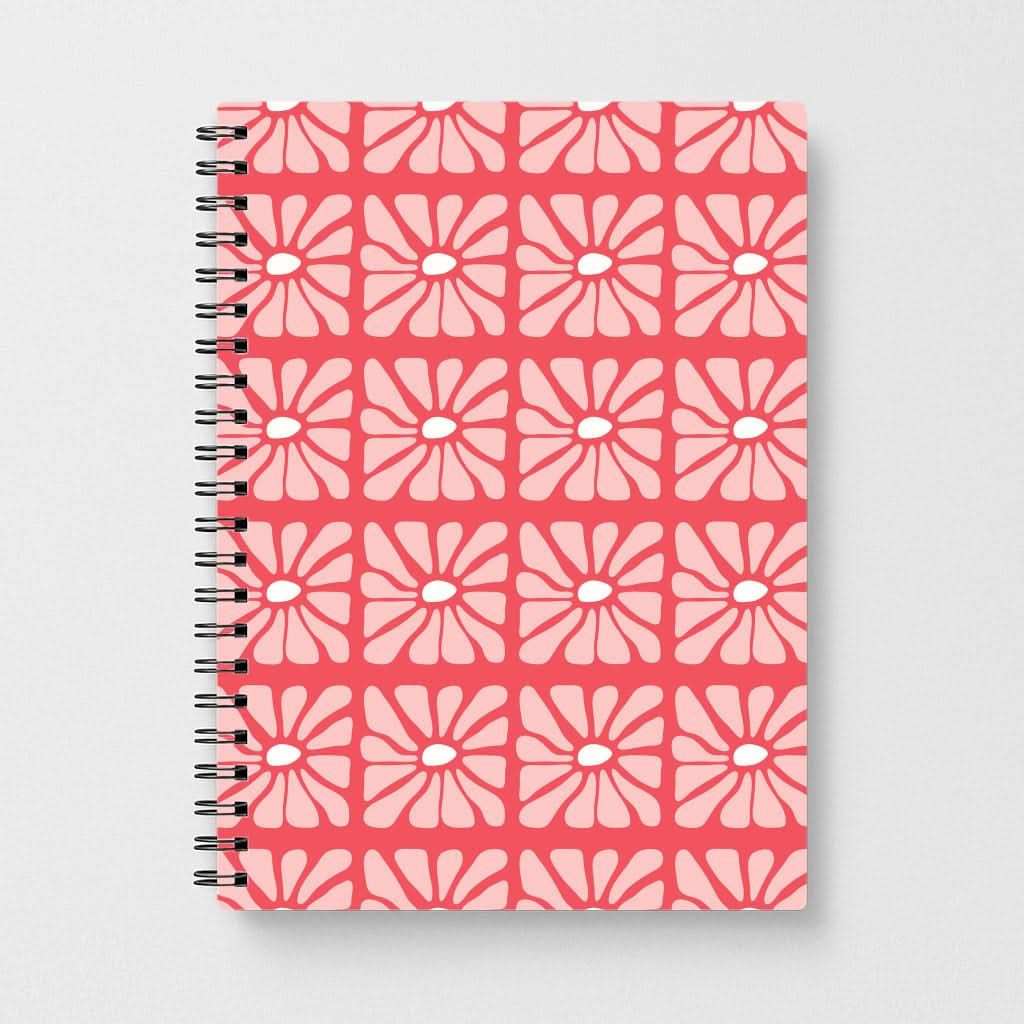 Square Abstract Flowers Pink Notebook