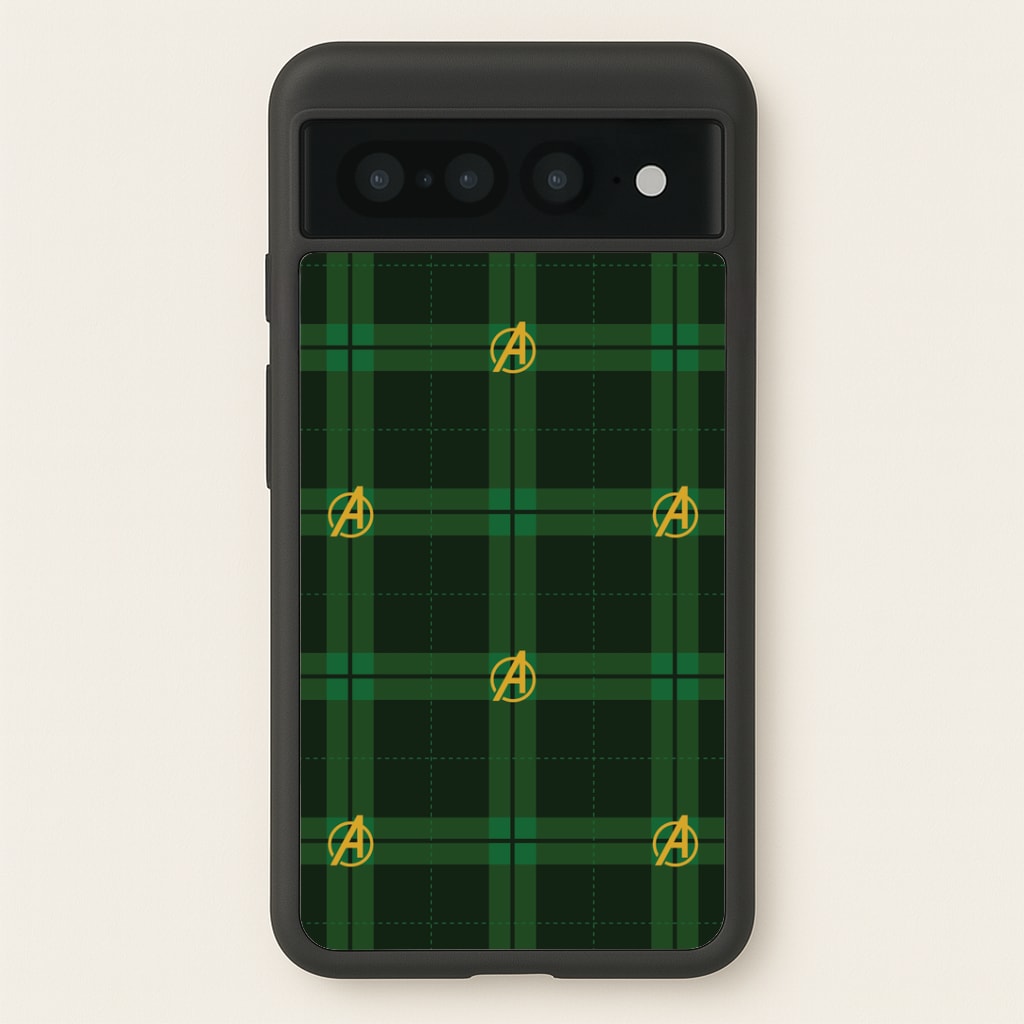 Superhero Team Green Tartan Pattern Google Pixel 7 Pro Case