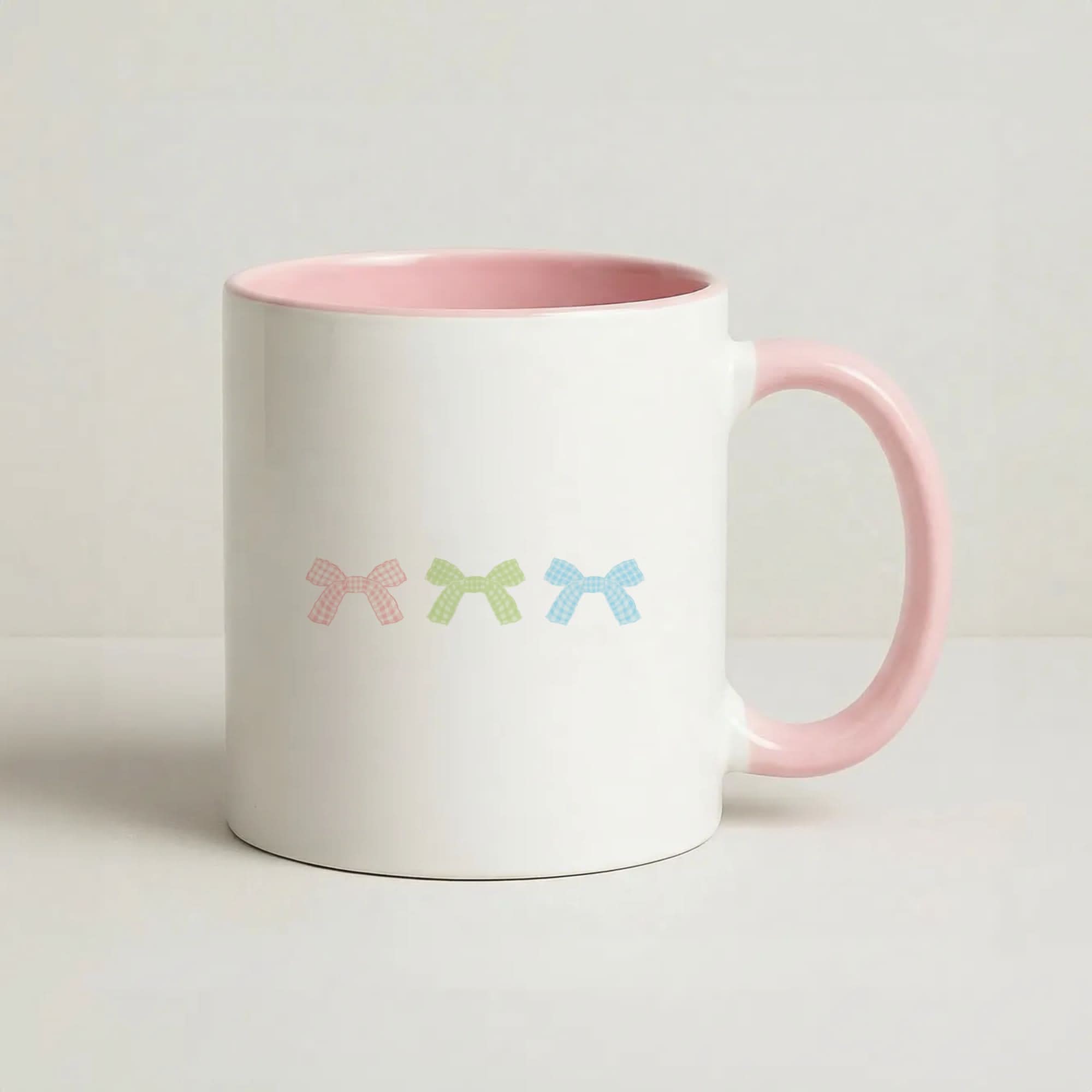 Gingham Ties Pink Tea Mug