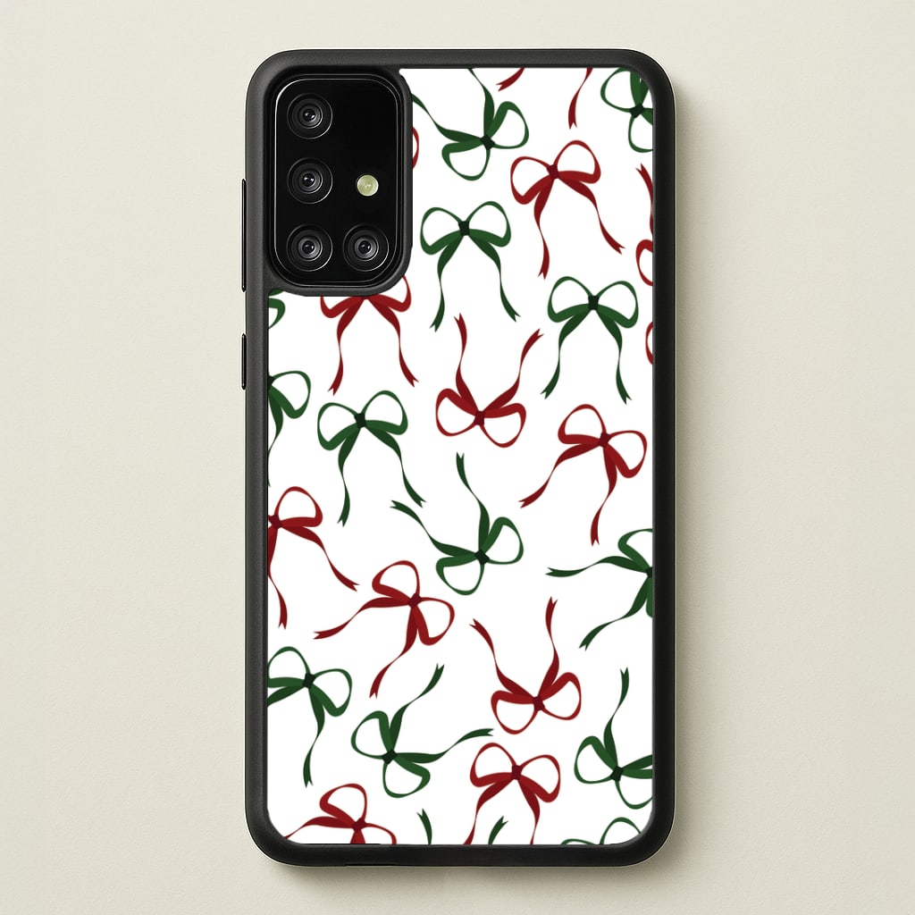 Red And Green Coquette Christmas Bows Pattern Galaxy A71 Case