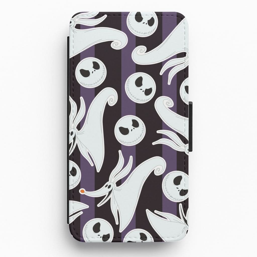 Skeleton Dog And Face Pattern Flip / Wallet Phone Case