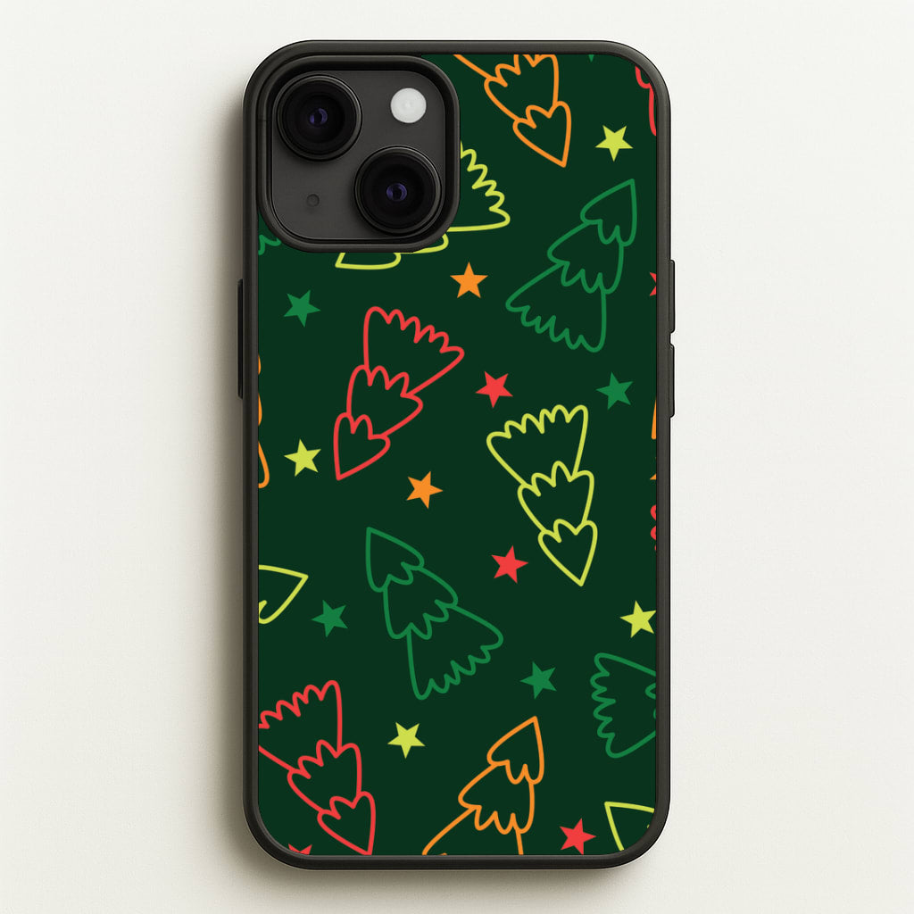 Colourful Christmas Tree Outlines Pattern iPhone 13 Case