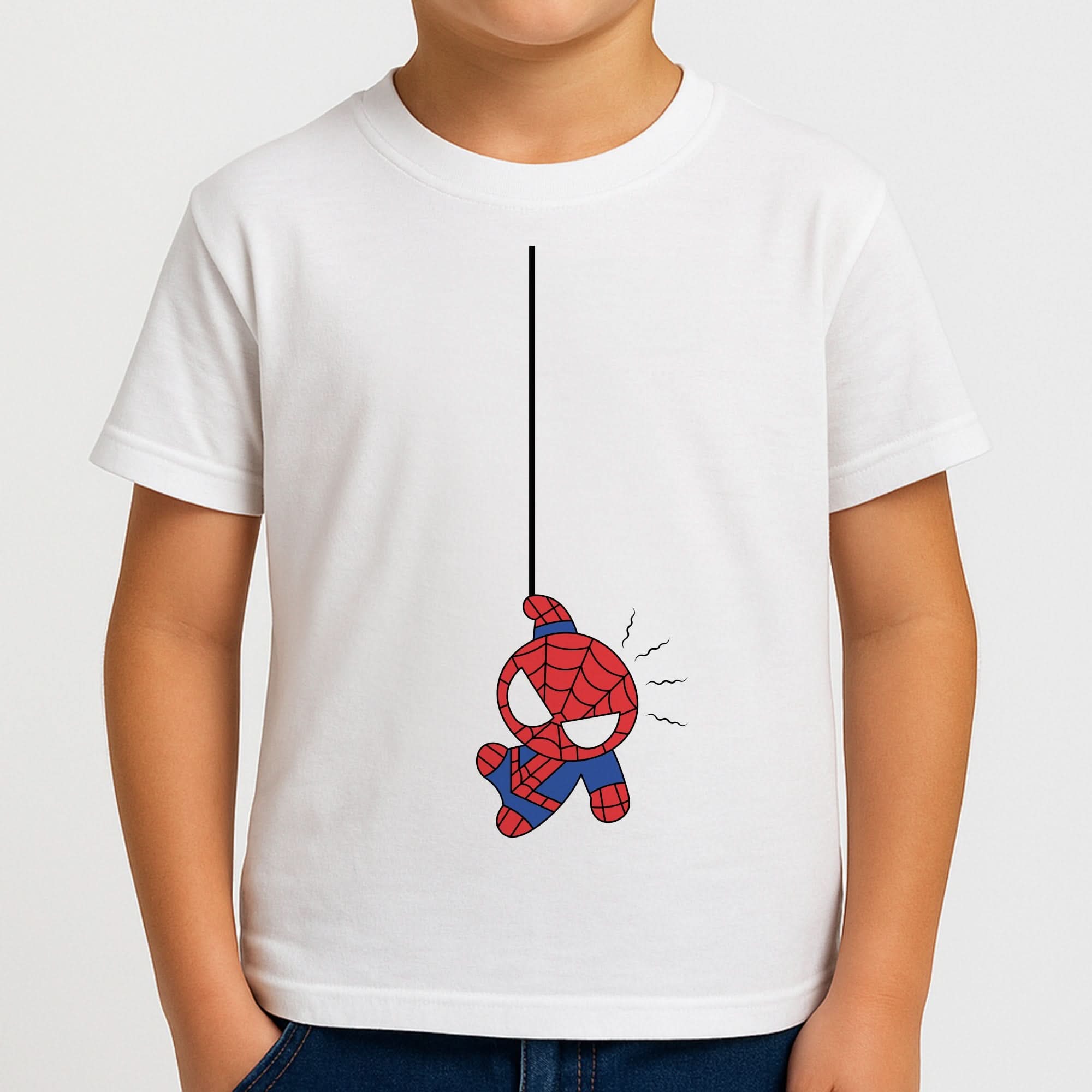 Blue Hanging Spider Hero Boys T-Shirt