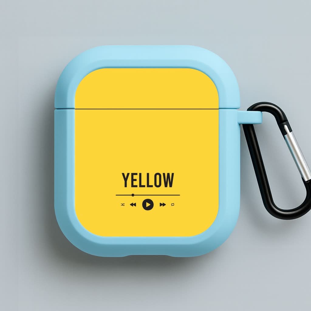 Yellow Music Player Blue AirPods Case