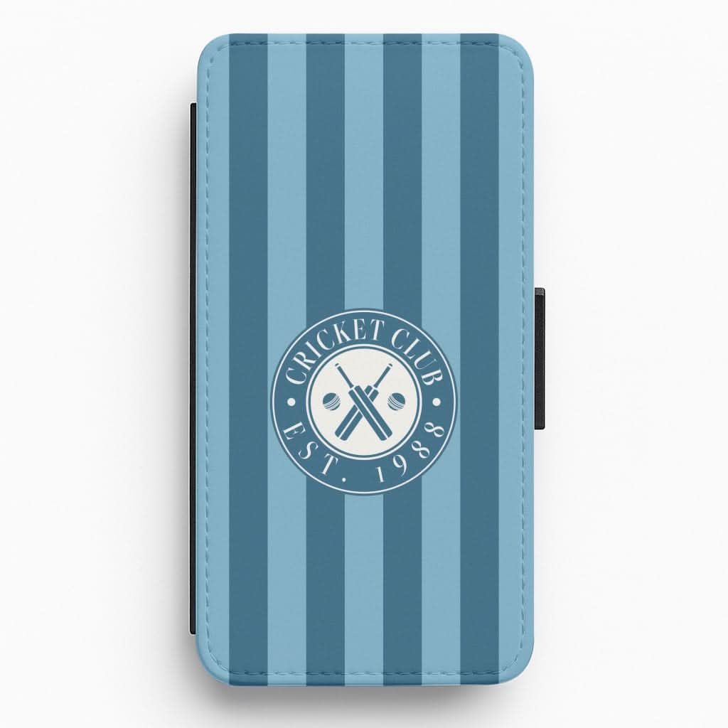 Stripey Cricket Badge Flip / Wallet Phone Case