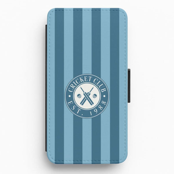 Stripey Cricket Badge Flip / Wallet Phone Case