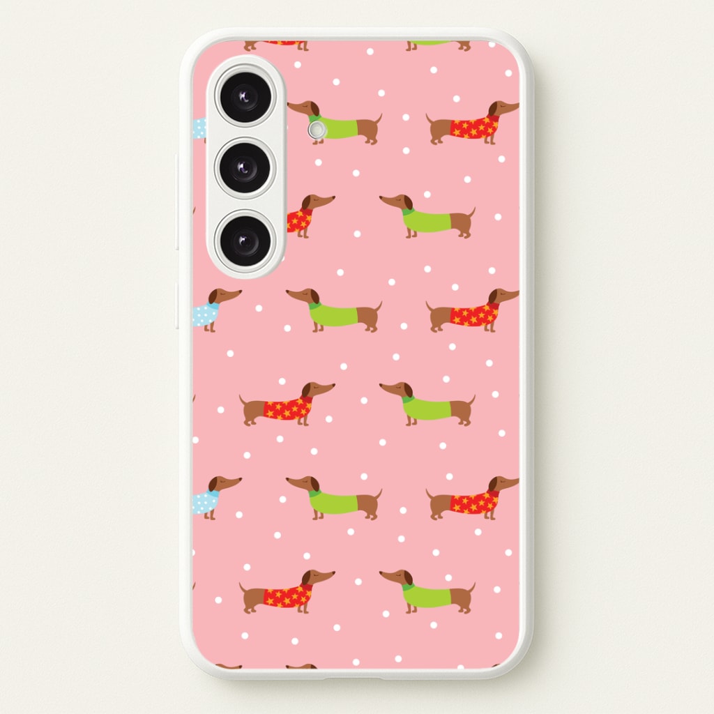 Christmas Jumpers Dachshund Pattern Galaxy S25 Plus Case