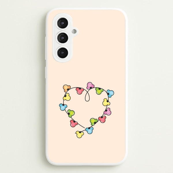 Cartoon Mouse Christmas Fairylights Heart Galaxy S23FE Case