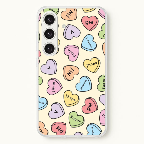 K-Pop Band Members Love Hearts Pattern Galaxy S25 Case