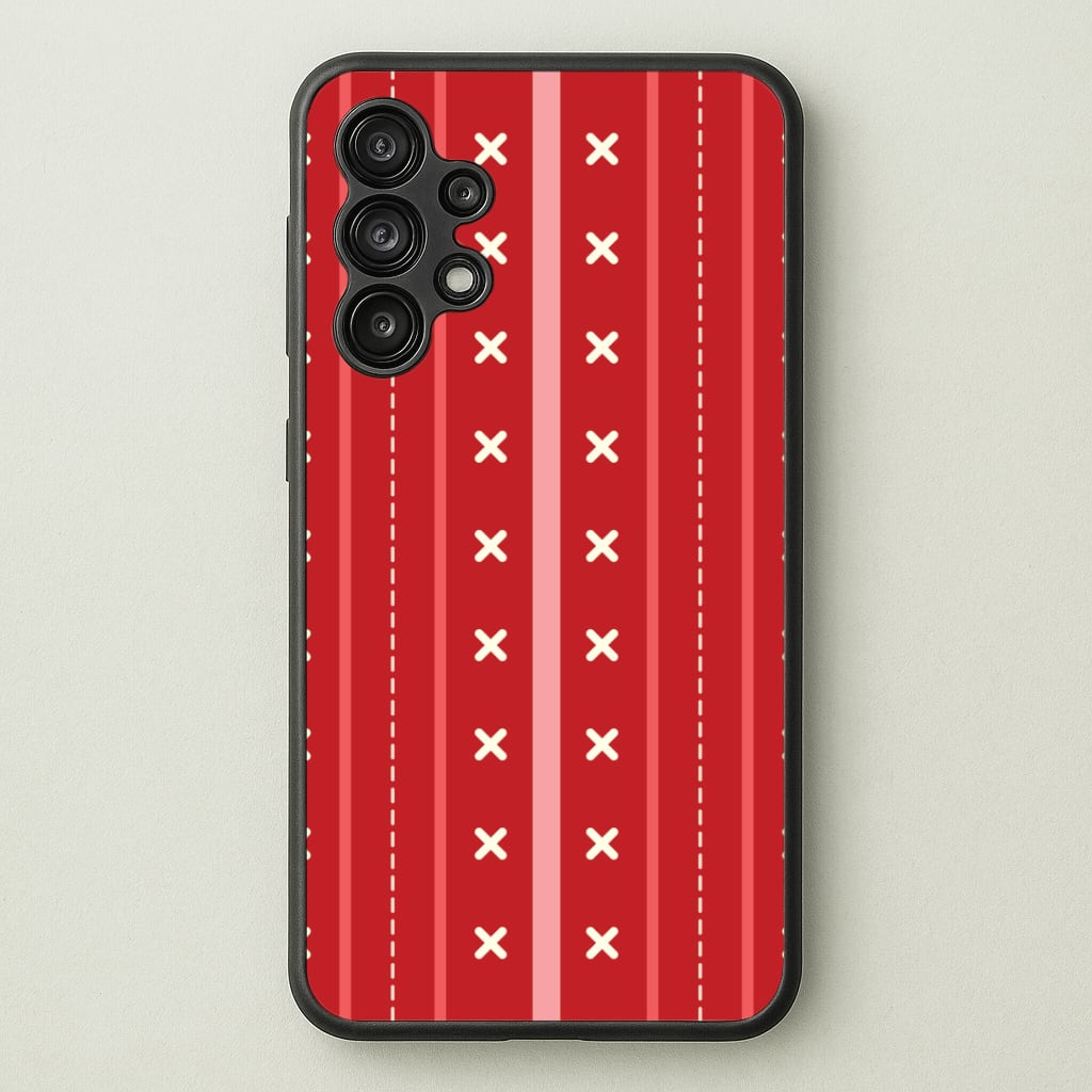 Stripes And Stitches Red Christmas Pattern Galaxy A13 Case