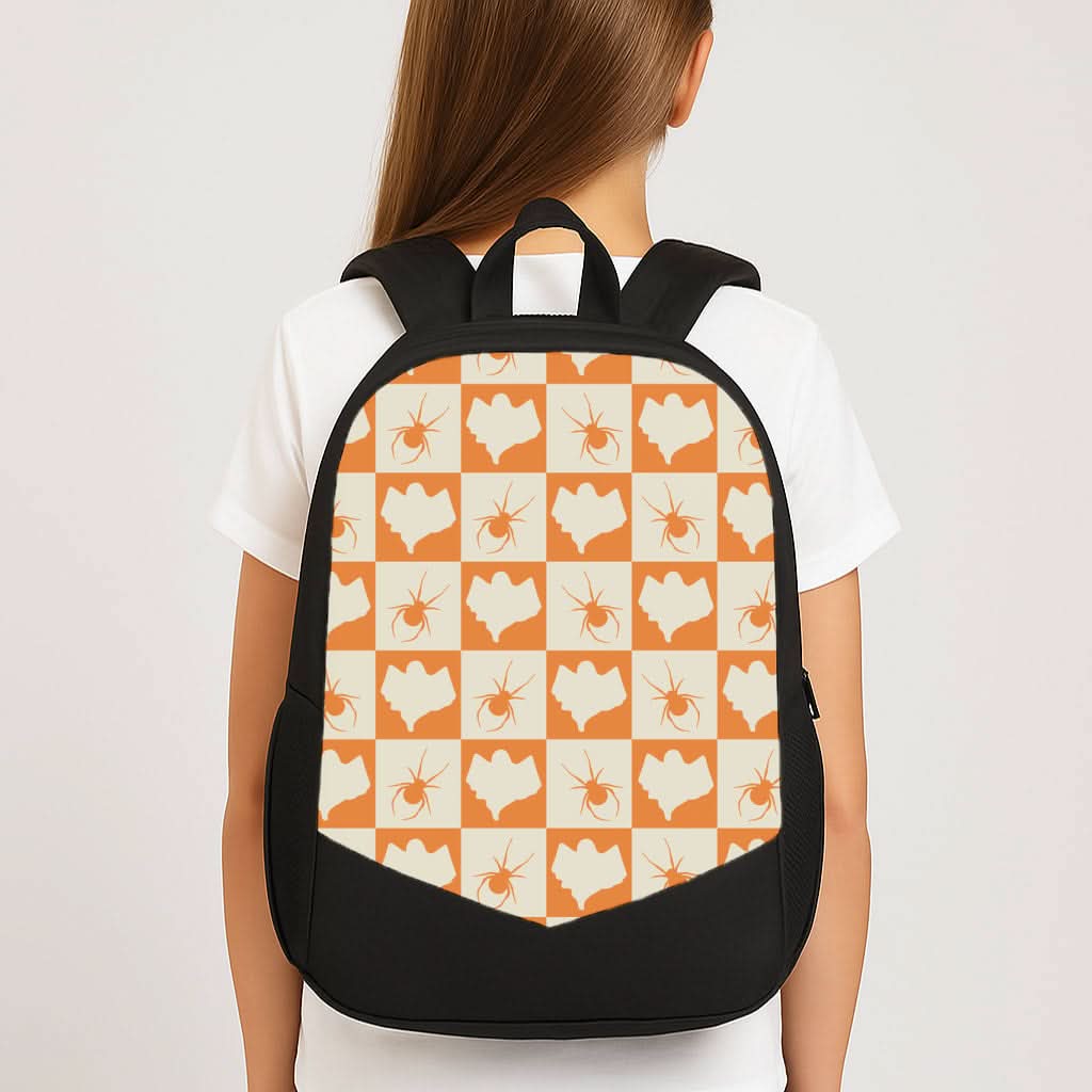 Spiders And Ghosts Checkered Pattern II School Bag