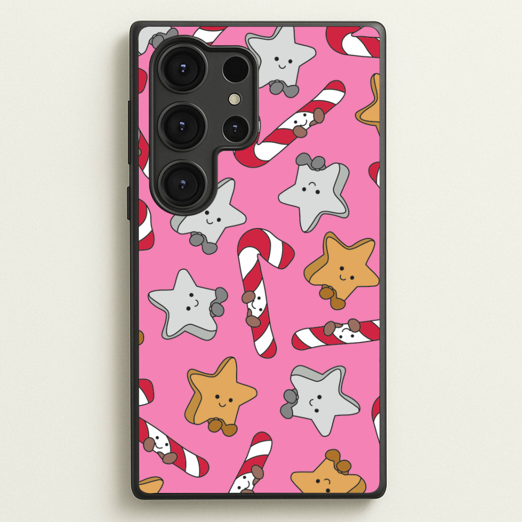 Pink Christmas Plushies Pattern Galaxy S25 Ultra Case