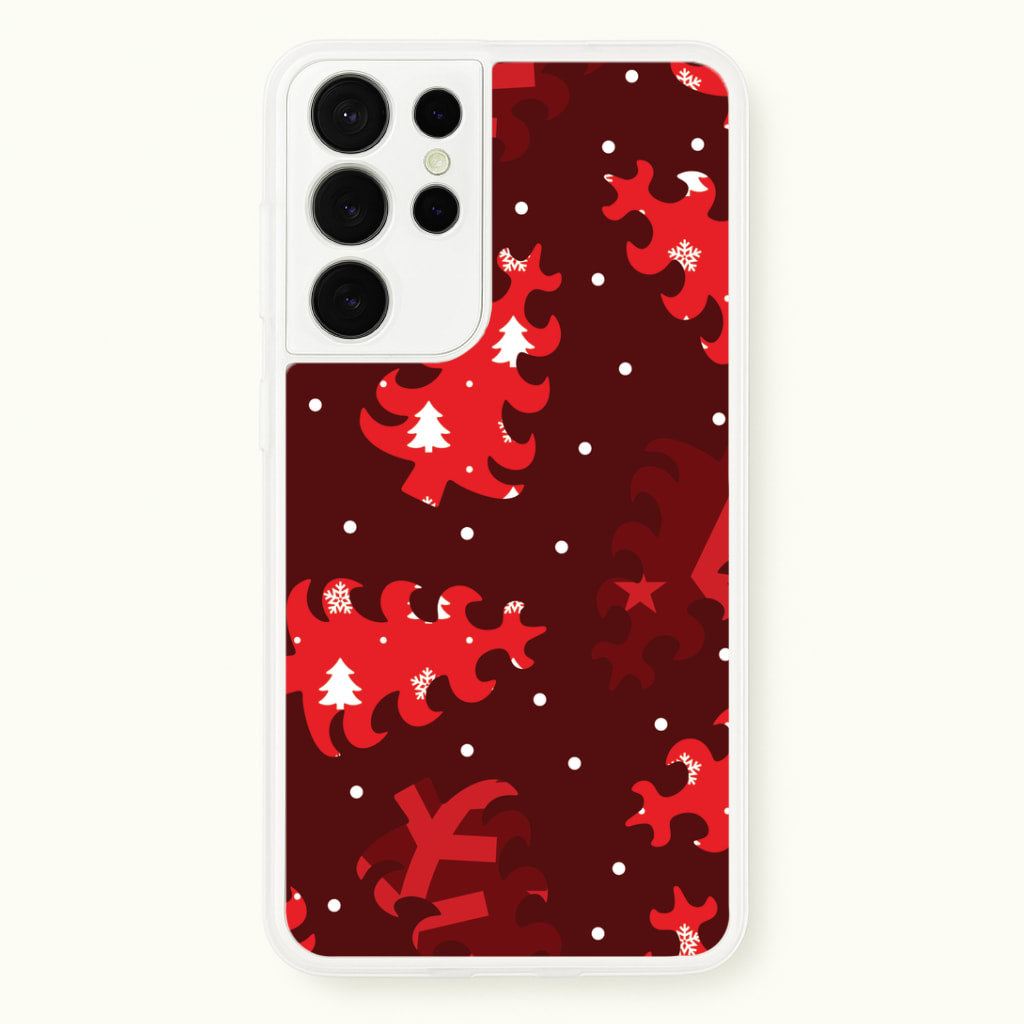Wrapping Paper Christmas Tree Pattern Galaxy S21 Ultra Case