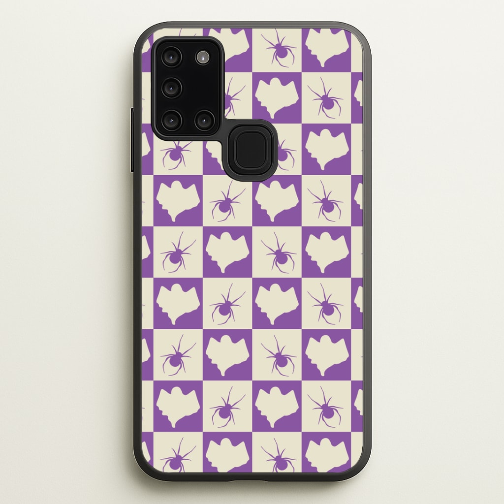 Spiders And Ghosts Checkered Pattern I Galaxy A21s Case
