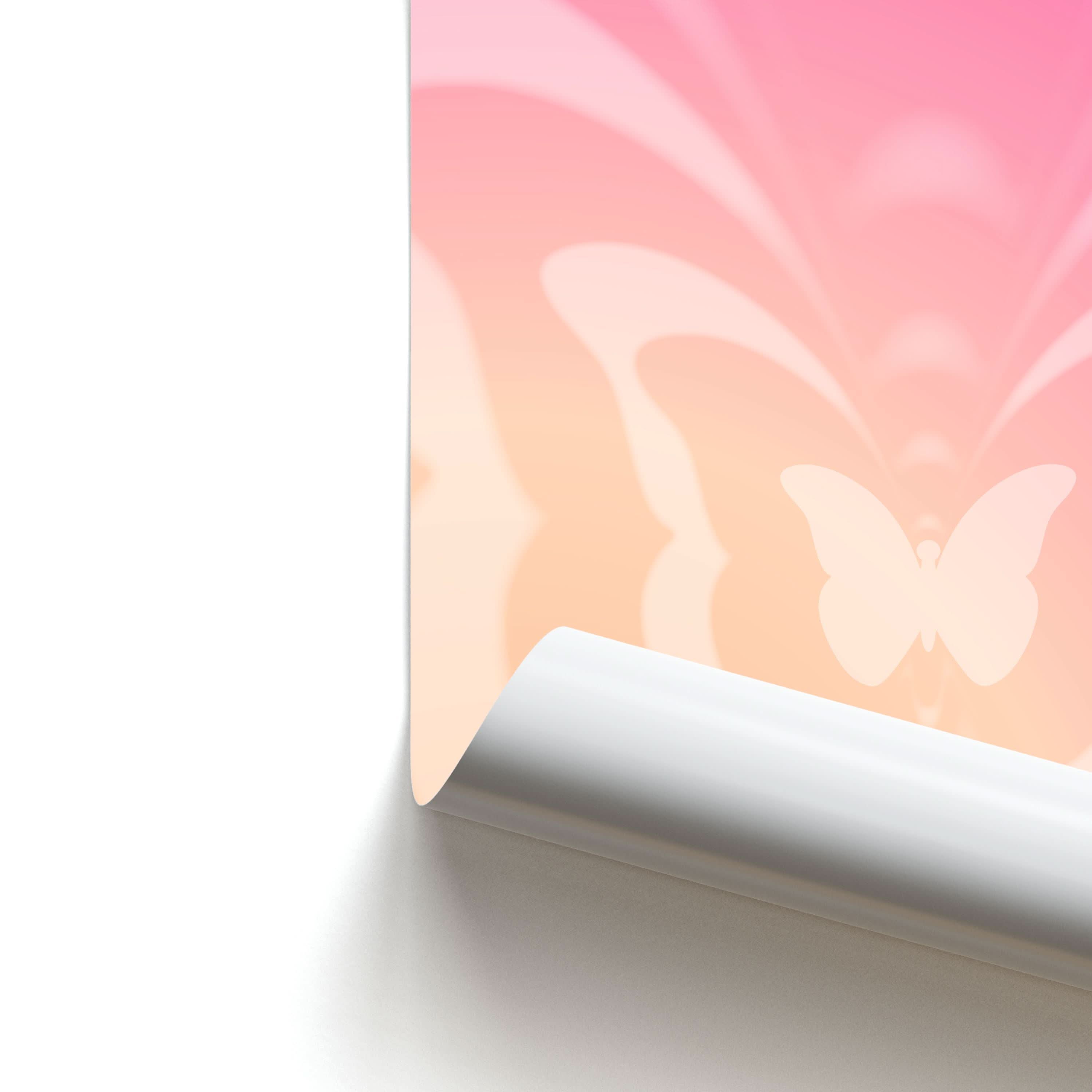 Butterfly Gradient Pink Poster