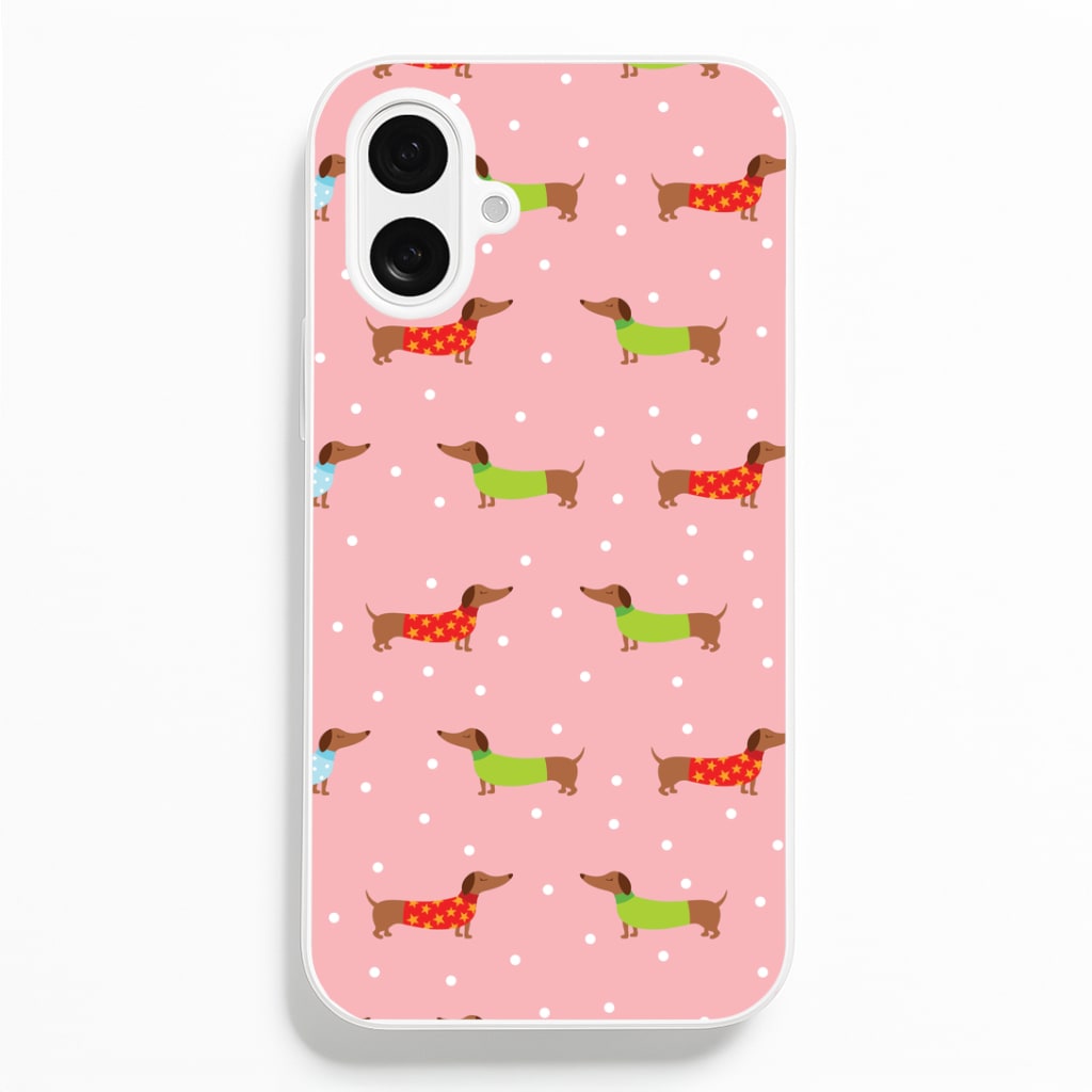 Christmas Jumpers Dachshund Pattern iPhone 16 Plus Case