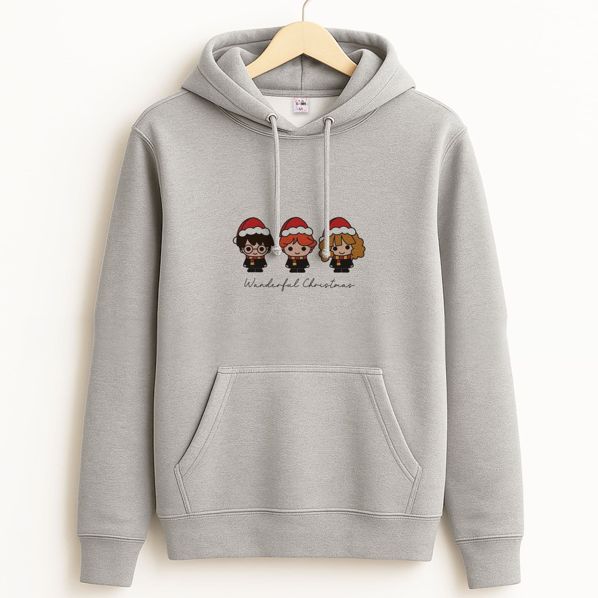 Wizards With Christmas Hats Unisex Grey Hoodie