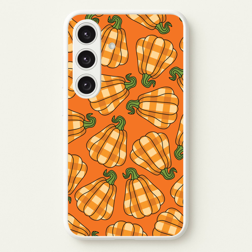 Tartan Pumpkins Pattern Galaxy S25 Case