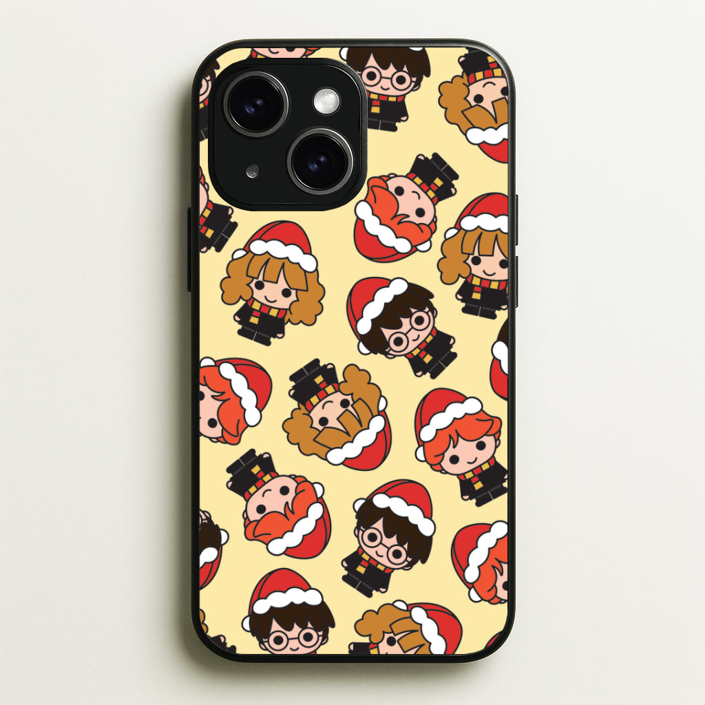 Wizards With Christmas Hats Pattern iPhone 15 Case