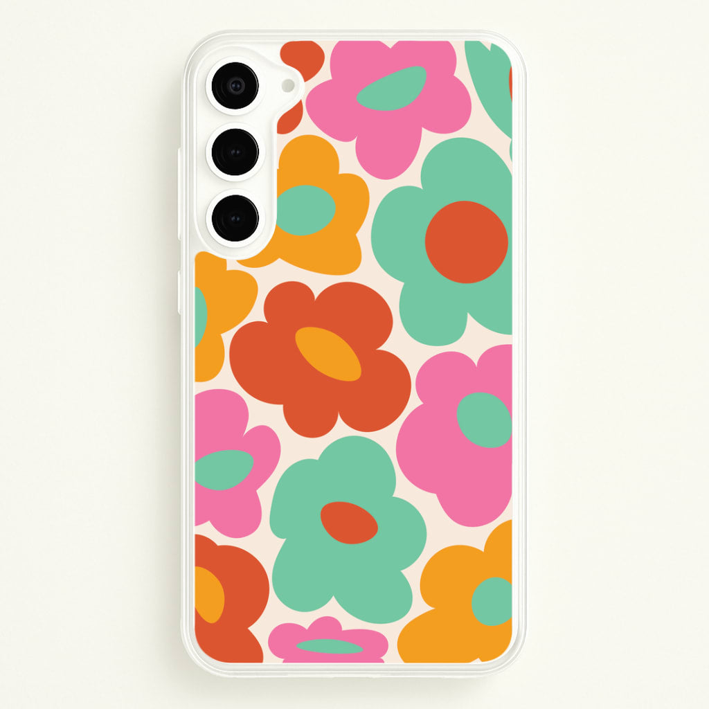 Abstract Trippy Retro Flowers Galaxy S23 Plus Case