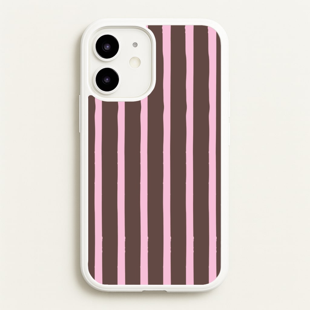 Chocolate & Strawberry Stripes iPhone 12 / 12 Pro Case