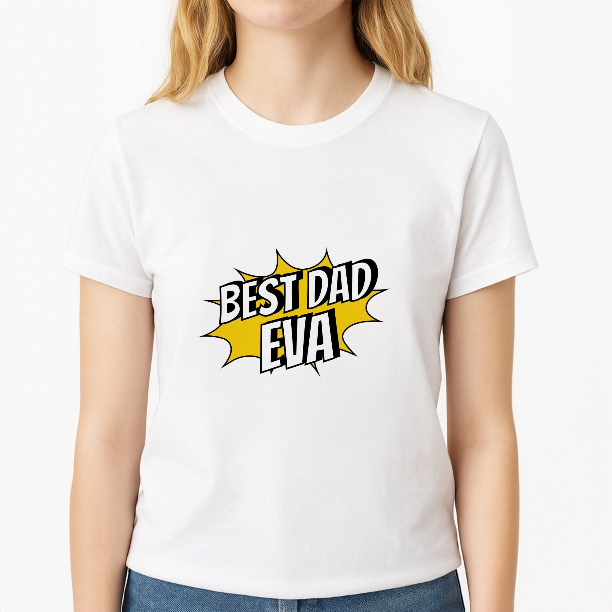 Comic Book Best Dad Eva Womens T-Shirt