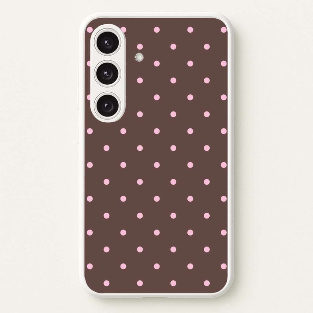 Chocolate & Strawberry Polka Dots Galaxy S24FE Case